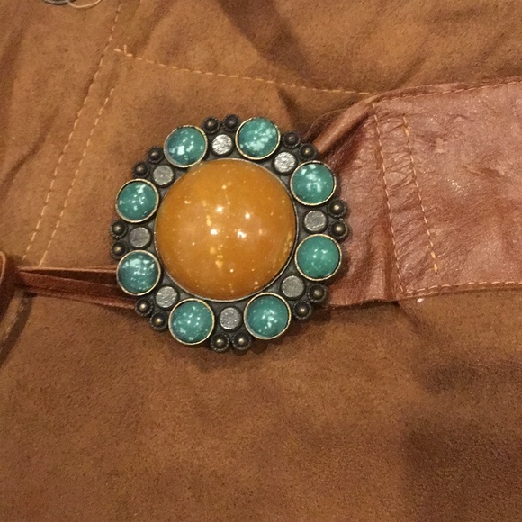 Follies brown suede and leather skirt. - Picture 5 of 6